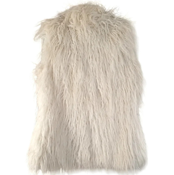Kenar Faux Fur Cream Color Vest Size Small Edgy Funky - Picture 2 of 5
